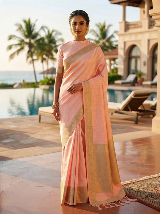 Royal Bridal Kanchipuram Pure Silk Saree with Rich Zari Weaving | Luxury Wedding Collection for Brides